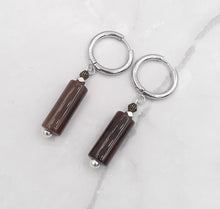 Load image into Gallery viewer, Coffee Color Cylinder Quartzite Huggie Earrings