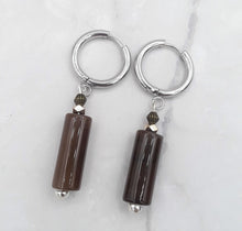 Load image into Gallery viewer, Coffee Color Cylinder Quartzite Huggie Earrings