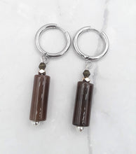 Load image into Gallery viewer, Coffee Color Cylinder Quartzite Huggie Earrings