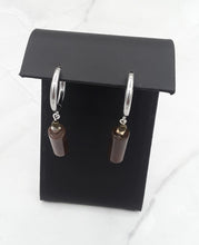 Load image into Gallery viewer, Coffee Color Cylinder Quartzite Huggie Earrings