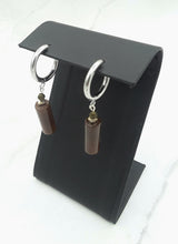 Load image into Gallery viewer, Coffee Color Cylinder Quartzite Huggie Earrings
