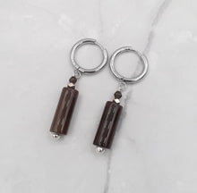 Load image into Gallery viewer, Coffee Color Cylinder Quartzite Huggie Earrings