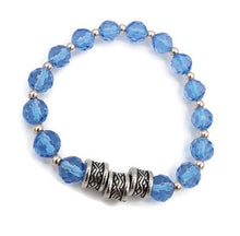 Load image into Gallery viewer, Crystal Blue Glass Bead Stretch Bracelet