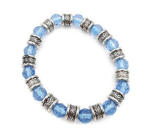 Load image into Gallery viewer, Crystal Blue Glass Bead & Filigree Bead Bracelet