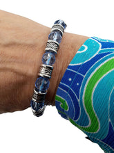 Load image into Gallery viewer, Crystal Blue Glass Bead Stretch Bracelet
