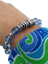 Load image into Gallery viewer, Crystal Blue Glass Bead Stretch Bracelet