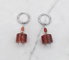 Load image into Gallery viewer, Cylinder Shape Quartzite Huggie Earrings