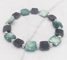 Load image into Gallery viewer, Czech Glass Bead & Stainless Steel Bead Stretch Bracelet