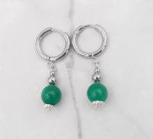 Load image into Gallery viewer, Emerald Color Quartzite Huggie Earrings