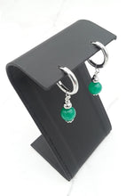 Load image into Gallery viewer, Emerald Color Quartzite Huggie Earrings