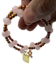 Load image into Gallery viewer, Rose Quartz and Hematine Memory Wire Wrap Bracelet