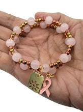 Load image into Gallery viewer, Rose Quartz and Hematine Memory Wire Wrap Bracelet