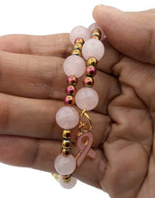 Load image into Gallery viewer, Rose Quartz and Hematine Memory Wire Wrap Bracelet