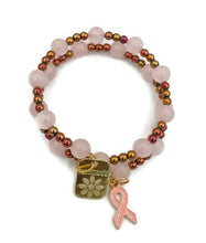 Load image into Gallery viewer, Rose Quartz and Hematine Memory Wire Wrap Bracelet