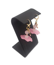 Load image into Gallery viewer, Tutu Breast Cancer Awareness Earrings with Rose Quartz Beads