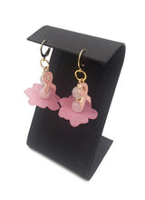 Load image into Gallery viewer, Tutu Breast Cancer Awareness Earrings with Rose Quartz Beads