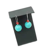 Load image into Gallery viewer, Turquoise Color & Red Ceramic Bead Earrings