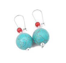 Load image into Gallery viewer, Turquoise Color & Red Ceramic Bead Earrings