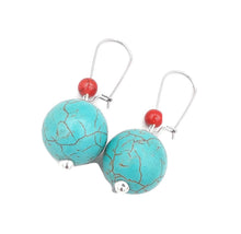 Load image into Gallery viewer, Turquoise Color & Red Ceramic Bead Earrings