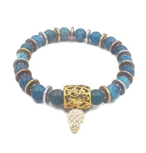 Load image into Gallery viewer, Blue Agate Bead Stretch Bracelet