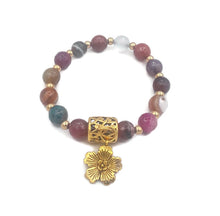 Load image into Gallery viewer, Multi-Color Quench Crackled Agate & Round Bead Bracelet