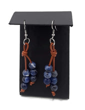 Load image into Gallery viewer, Leather and Sodalite Bead Earrings