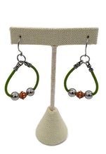 Load image into Gallery viewer, Green Leather Hoop Earrings