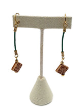 Load image into Gallery viewer, Green Leather Drop Earrings