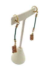 Load image into Gallery viewer, Green Leather Drop Earrings
