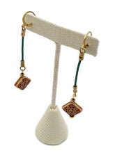 Load image into Gallery viewer, Green Leather Drop Earrings