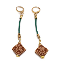 Load image into Gallery viewer, Green Leather Drop Earrings