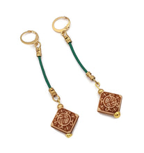 Load image into Gallery viewer, Green Leather Drop Earrings