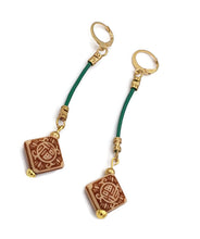 Load image into Gallery viewer, Green Leather Drop Earrings