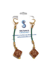 Load image into Gallery viewer, Green Leather Drop Earrings