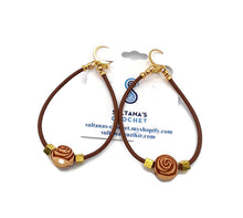 Load image into Gallery viewer, Brown Leather Hoop Earrings