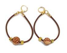 Load image into Gallery viewer, Brown Leather Hoop Earrings