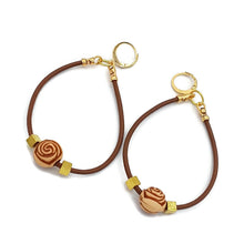 Load image into Gallery viewer, Brown Leather Hoop Earrings
