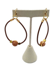 Load image into Gallery viewer, Brown Leather Hoop Earrings