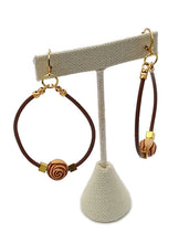 Load image into Gallery viewer, Brown Leather Hoop Earrings