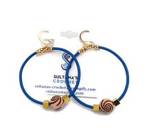 Load image into Gallery viewer, Blue Leather Hoop Earrings