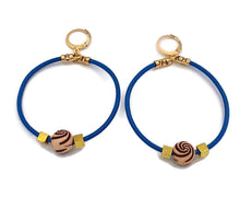 Load image into Gallery viewer, Blue Leather Hoop Earrings