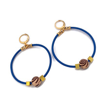 Load image into Gallery viewer, Blue Leather Hoop Earrings