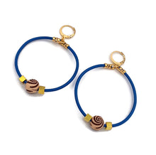 Load image into Gallery viewer, Blue Leather Hoop Earrings