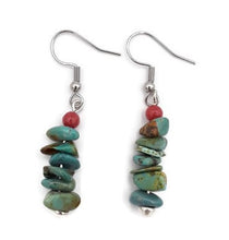 Load image into Gallery viewer, Southwest Style Turquoise & Red Coral Earrings
