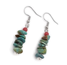 Load image into Gallery viewer, Southwest Style Turquoise & Red Coral Earrings
