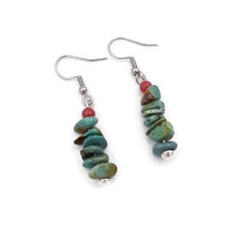 Load image into Gallery viewer, Southwest Style Turquoise & Red Coral Earrings