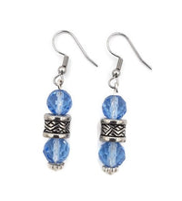 Load image into Gallery viewer, Crystal Blue Glass Bead Earrings