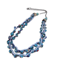 Load image into Gallery viewer, Mosaic Turquoise Bead Double Strand Crochet Necklace