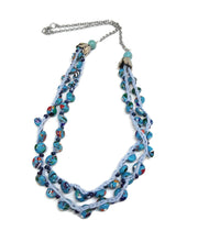 Load image into Gallery viewer, Mosaic Turquoise Bead Double Strand Crochet Necklace