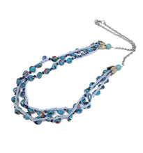 Load image into Gallery viewer, Mosaic Turquoise Bead Double Strand Crochet Necklace